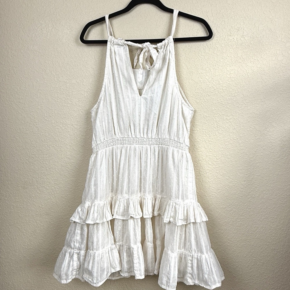 Shyanne 100% Cotton White Tiered Dress Western Cowgirl Concert Coquette Sz L